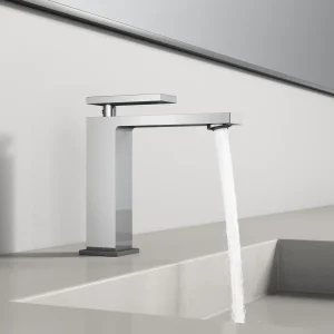 brushed chrome bathroom faucet deck mounted single handle tap easy installation