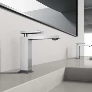 brushed chrome bathroom faucet mixer tap contemporary style for home bathroom