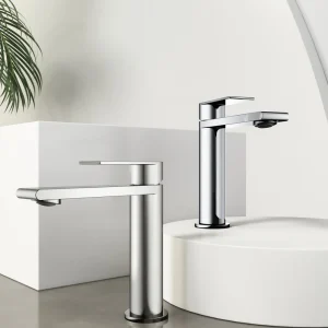 brushed chrome bathroom faucet single handle sink faucet deck mounted stainless steel modern design