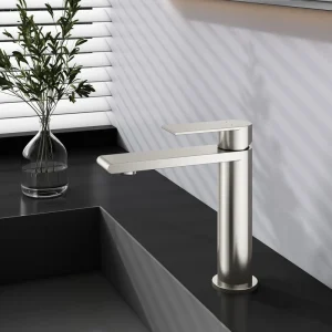 modern brushed chrome basin faucet single hole installation smooth water flow control