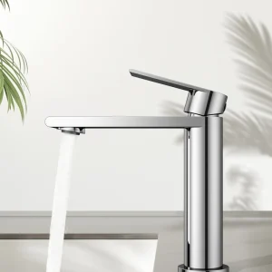 brushed chrome deck mounted bathroom faucet single hole basin tap easy installation