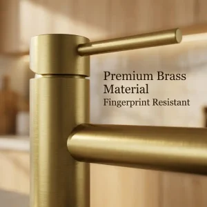 modern brushed gold bathroom faucet single hole sink tap hot cold water control