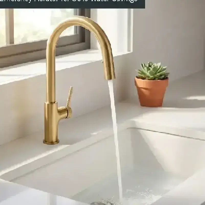 Brushed Gold Kitchen Faucet with Pull Down Sprayer – Luxury Single Handle High Arc Sink Faucet - Image 3