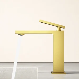 modern brushed gold basin faucet single hole installation smooth water flow control