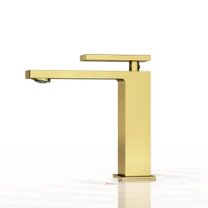 brushed gold single handle bathroom faucet contemporary luxury minimalist design