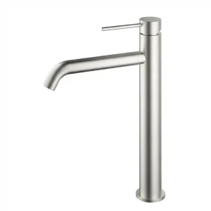 modern high spout brushed chrome basin faucet deck mounted design luxury bathroom style