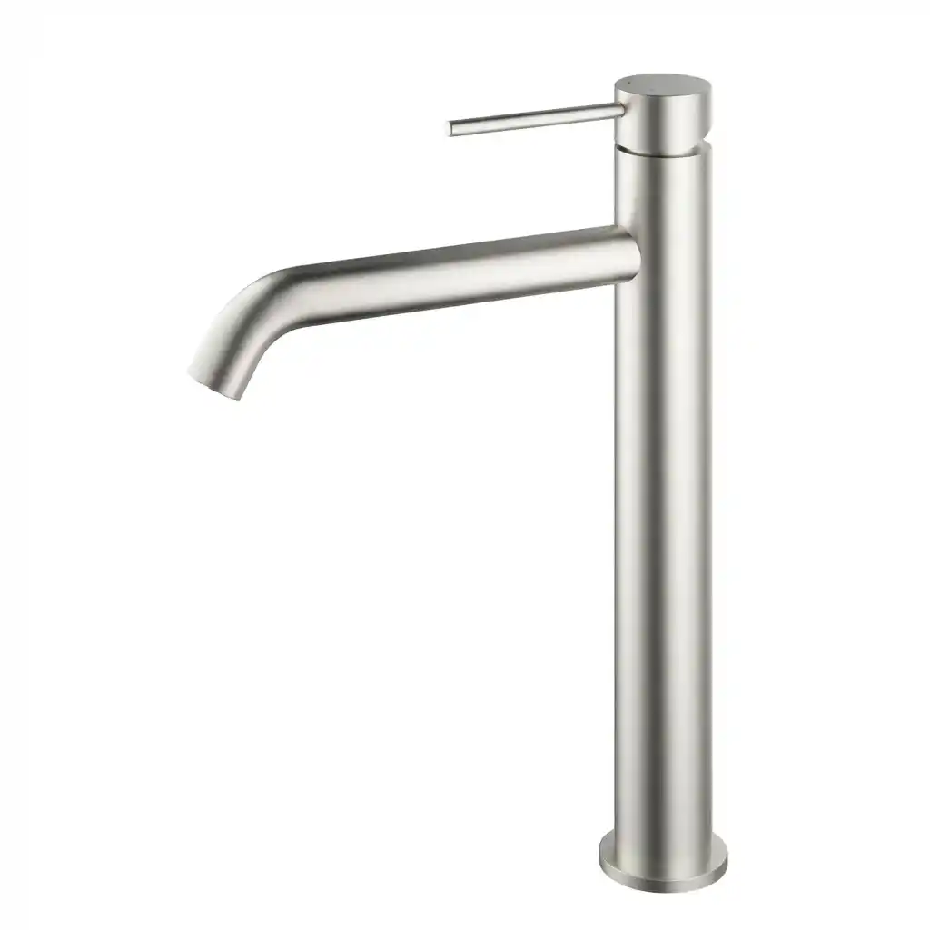 modern high spout brushed chrome basin faucet deck mounted design luxury bathroom style