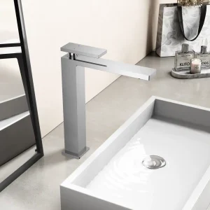 contemporary brushed chrome bathroom faucet deck mounted elegant modern bathroom