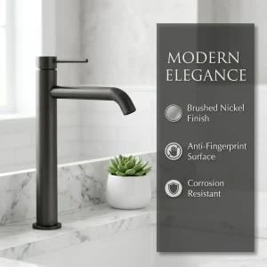 high-end brushed black bathroom faucet single hole deck mounted premium modern finish