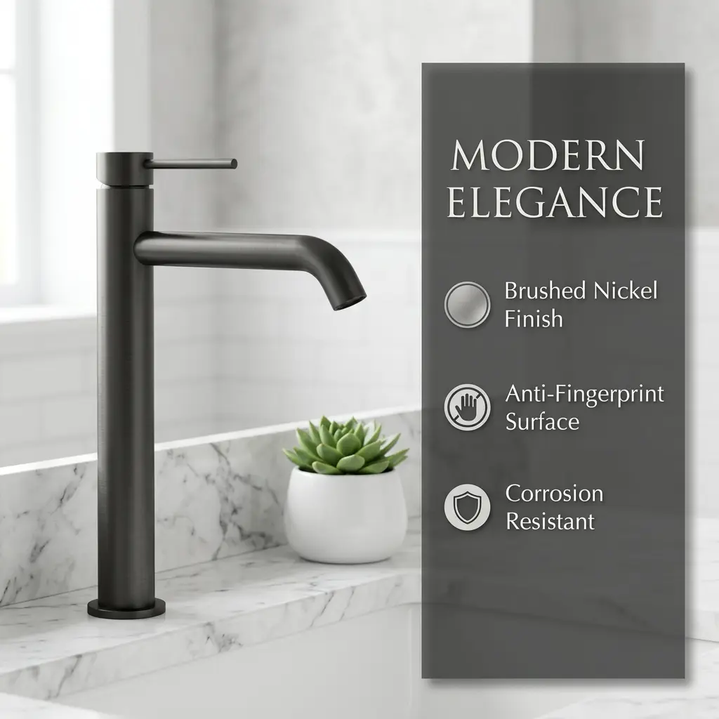 high-end brushed black bathroom faucet single hole deck mounted premium modern finish