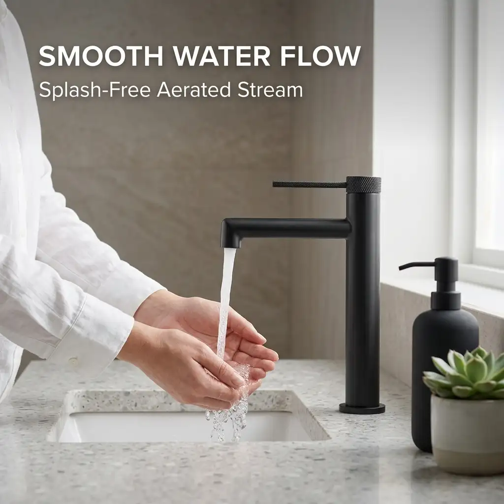 contemporary brushed black bathroom faucet single hole sink tap corrosion resistant finish