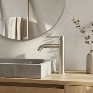 high-end brushed chrome bathroom faucet single hole deck mounted premium stainless steel finish
