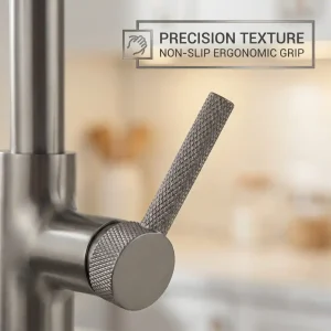 single handle gunmetal gray kitchen sink faucet contemporary minimalist style for home