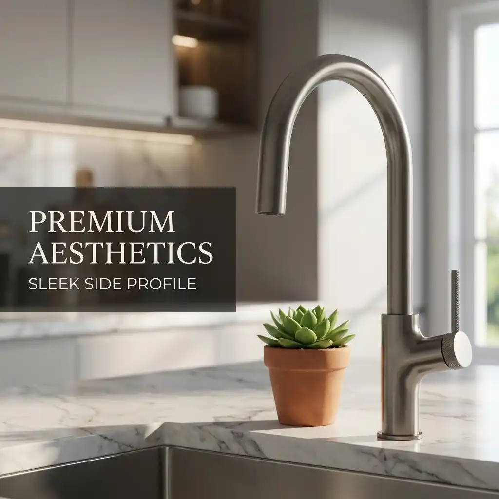 Contemporary Kitchen Faucet Category | Single Handle Mixer Series Brushed gold kitchen faucet modern single handle high arc category entry image