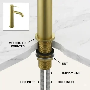 brushed gold luxury bathroom faucet deck mounted basin mixer tap durable elegant design