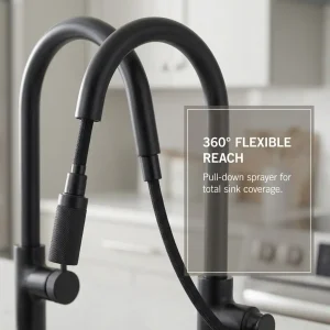 high arc matte black kitchen faucet single hole modern tap for kitchen sink