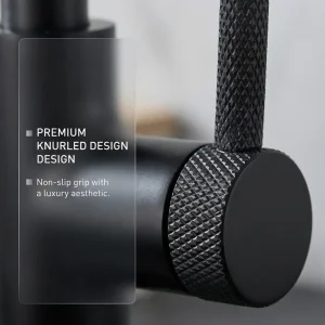 black deck mounted kitchen faucet with pull down spray dual function nozzle