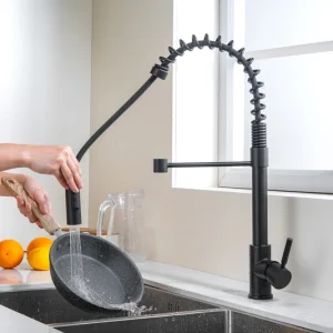black pull out kitchen faucet high arc deck mounted tap flexible usage