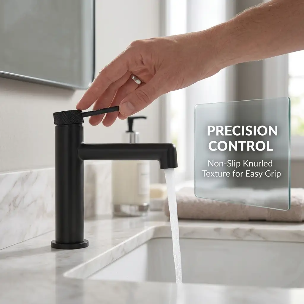 brushed black bathroom sink faucet single handle deck mounted durable stainless steel