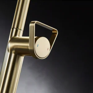 brushed gold kitchen faucet single hole pull down sprayer multifunction spray modes