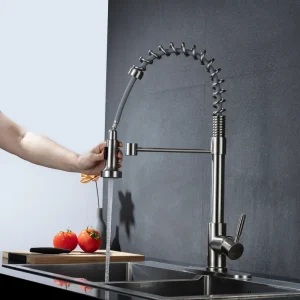 brushed chrome kitchen sink faucet stainless steel single handle durable long lasting