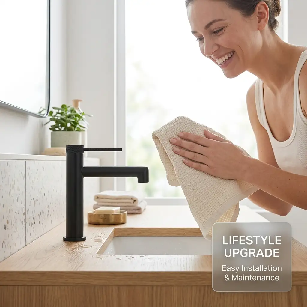 luxury brushed black bathroom faucet minimalist modern design upscale bathroom style