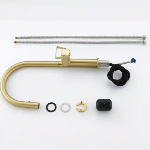 luxury brushed gold kitchen faucet high arc pull out sprayer elegant kitchen design