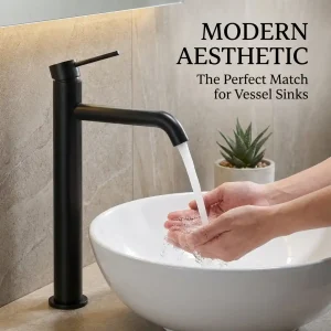 brushed black basin faucet single hole modern bathroom fixture long lasting finish