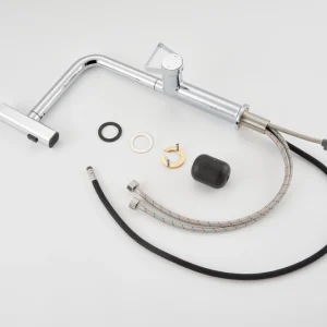 brushed chrome stainless steel kitchen faucet with pull out sprayer flexible hose