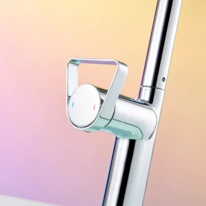 brushed chrome deck mounted kitchen faucet with pull down spray dual function nozzle